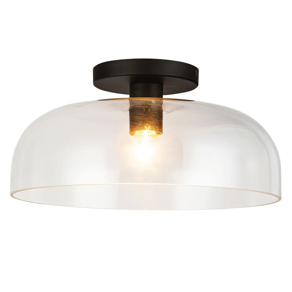 Elstead Deckenleuchte Schwarz Metall Glas D: 30,5 cm rund E27< Deckenleuchten|Flurlampen