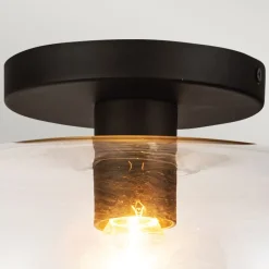 Elstead Deckenleuchte Schwarz Metall Glas D: 30,5 cm rund E27< Deckenleuchten|Flurlampen