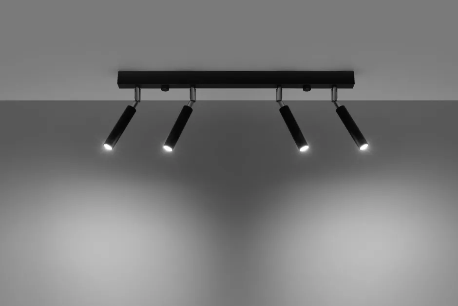 Sollux Deckenleuchte Schwarz Metall 4-flammig 60 cm lang< Deckenleuchten|Flurlampen