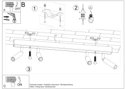 Sollux Deckenleuchte Schwarz Metall 4-flammig 60 cm lang< Deckenleuchten|Flurlampen