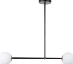 Deckenleuchten|Kugellampen*Sigma Deckenleuchte Schwarz Metall Glas blendarm 2-flammig