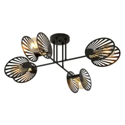 Deckenleuchten|Moderne Lampen*Emibig Deckenleuchte Schwarz Metall 86 cm lang 4-flammig