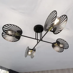 Deckenleuchten|Moderne Lampen*Emibig Deckenleuchte Schwarz Metall 86 cm lang 4-flammig