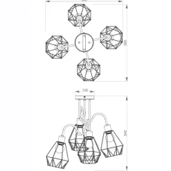 Luminex Deckenleuchte Schwarz Metall Retro E27 ARIYAN< Deckenleuchten|Wohnzimmerlampen