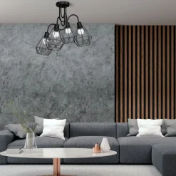 Luminex Deckenleuchte Schwarz Metall Retro E27 ARIYAN< Deckenleuchten|Wohnzimmerlampen