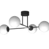 Deckenleuchten|Badezimmer Lampe*Luminex Deckenleuchte Schwarz Weiß Chrom L:80 cm E27 Kugeln