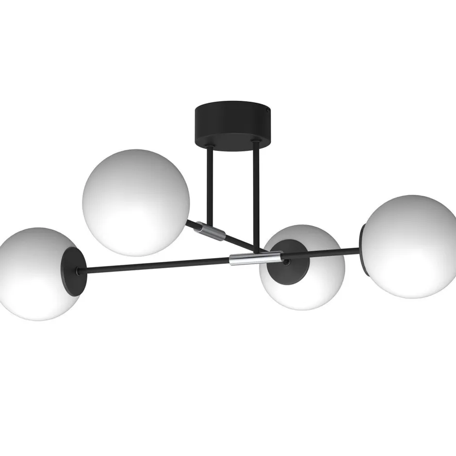 Deckenleuchten|Badezimmer Lampe*Luminex Deckenleuchte Schwarz Weiß Chrom L:80 cm E27 Kugeln