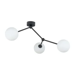 Wohnzimmerlampen|Glaslampen*TK Lighting Deckenleuchte Schwarz Weiß Glas Metall 3-flammig Modern