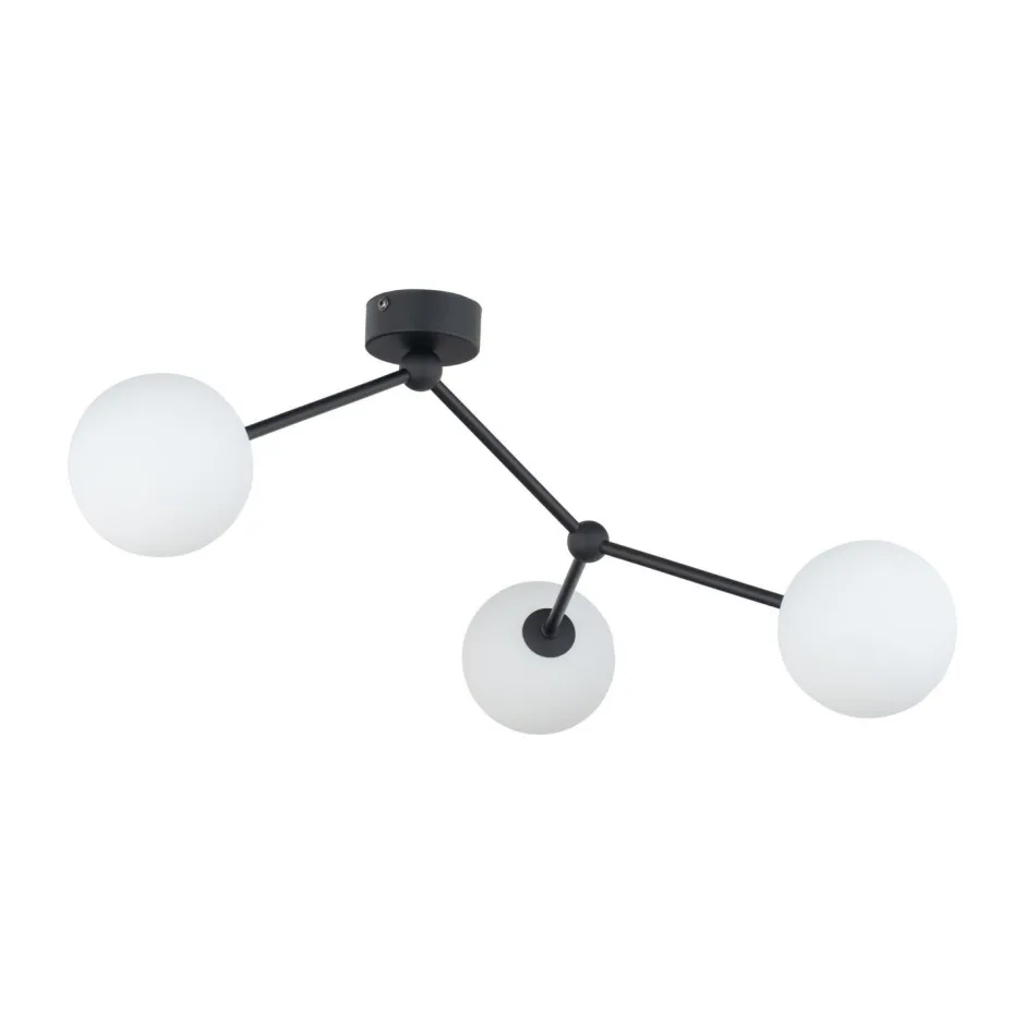 Wohnzimmerlampen|Glaslampen*TK Lighting Deckenleuchte Schwarz Weiß Glas Metall 3-flammig Modern