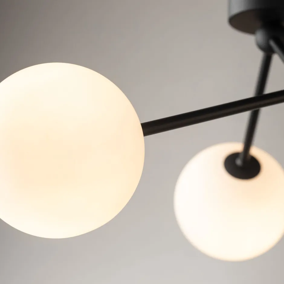 Wohnzimmerlampen|Glaslampen*TK Lighting Deckenleuchte Schwarz Weiß Glas Metall 3-flammig Modern