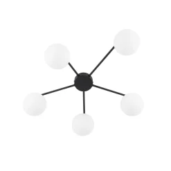 TK Lighting Deckenleuchte Schwarz Weiß L: 67 cm G9 5-flammig Glas Metall< Glaslampen|Metall Lampen