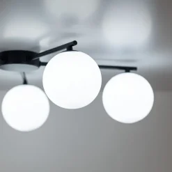 TK Lighting Deckenleuchte Schwarz Weiß L: 67 cm G9 5-flammig Glas Metall< Glaslampen|Metall Lampen