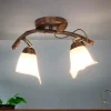 Glaslampen|Rustikale Lampen*Lamkur Deckenleuchte Shabby Braun antik Floral Wohnzimmer