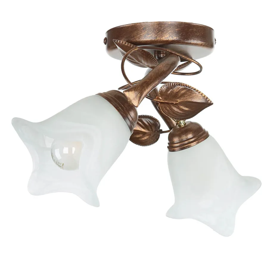 Glaslampen|Rustikale Lampen*Lamkur Deckenleuchte Shabby Braun antik Floral Wohnzimmer