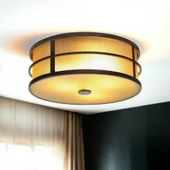 Glaslampen|Designerlampen*Elstead Deckenleuchte SHOJI Creme Ø34cm Vintage Lampe Loft