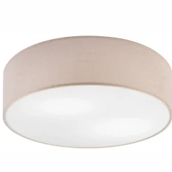 Lamkur Deckenleuchte Stoff Ø 45 cm rund flach blendarm Beige 2x E27< Deckenleuchten|Flurlampen