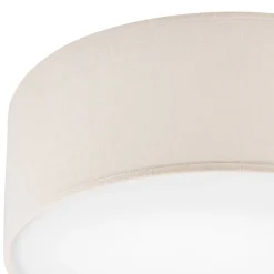 Deckenleuchten|Flurlampen*Lamkur Deckenleuchte Stoff Ø 35 cm rund Creme blendarm flach für E27