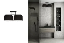 Bürolampen|Wohnzimmerlampen*Belis Deckenleuchte Stoff blendarm Schwarz Weiß E27 L:70 cm