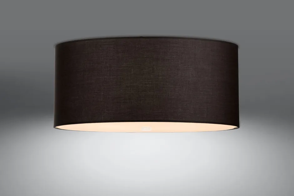 Sollux Deckenleuchte Stoff Glas Ø 70 cm H: 35 cm Schwarz< Deckenleuchten|Bürolampen