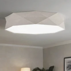 TK Lighting Deckenleuchte Stoff Leinen 78 cm breit blendarm 6x E27< Moderne Lampen|Schlafzimmer Lampen