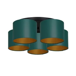 Luminex Deckenleuchte Stoff Metall Petrol Gold E27 rund Ø58 cm< Deckenleuchten|Flurlampen