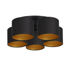 Deckenleuchten|Flurlampen*Luminex Deckenleuchte Stoff Metall Schwarz Gold E27 rund Ø58 cm