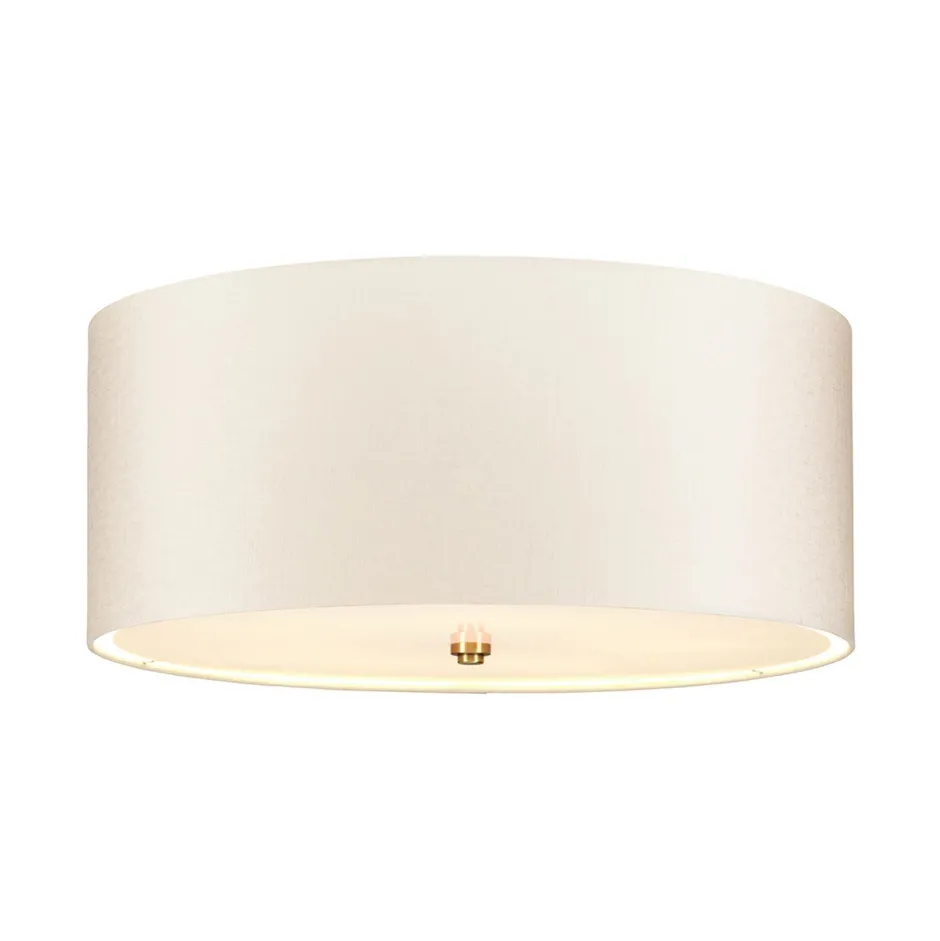 Deckenleuchten|Bürolampen*Elstead Deckenleuchte Stoff Schirm in Creme Messing rund Ø56cm