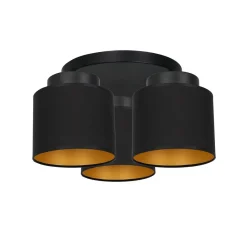 Luminex Deckenleuchte Stoff Schirm Schwarz Gold E27< Deckenleuchten|Flurlampen