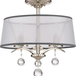 Wohnzimmerlampen|Kristalllampen*Elstead Deckenleuchte TAZIA in Silber Kristall Ø41cm Lampe