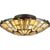 Elstead Deckenleuchte Tiffany Stil Buntglas Ø 42 cm rund 2x E27< Deckenleuchten|Flurlampen