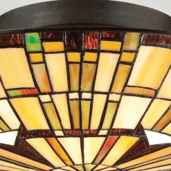 Elstead Deckenleuchte Tiffany Stil Buntglas Ø 42 cm rund 2x E27< Deckenleuchten|Flurlampen
