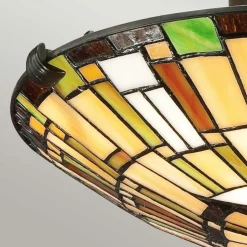 Elstead Deckenleuchte Tiffany Stil Buntglas Ø 42 cm rund 2x E27< Deckenleuchten|Flurlampen