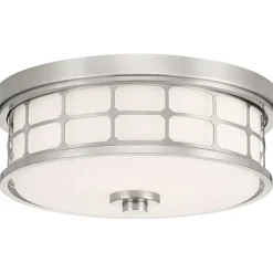 Wohnzimmerlampen|Glaslampen*Elstead Deckenleuchte TUTOR Bad Lampe Nickel Ø35cm Modern