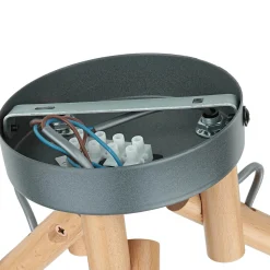 Schlafzimmer Lampen|Lampen Aus Aller Welt*TK Lighting Deckenleuchte VAIO Grau 3-flmg Holz Stoff