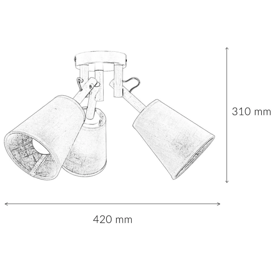 Schlafzimmer Lampen|Lampen Aus Aller Welt*TK Lighting Deckenleuchte VAIO Grau 3-flmg Holz Stoff