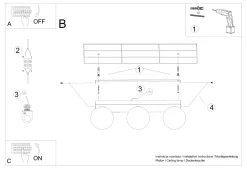 Deckenleuchten|Flurlampen*Sollux Deckenleuchte Weiß 50 cm lang Glas Metall 3-flammig G9