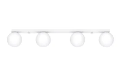 Sollux Deckenleuchte Weiß 88 cm lang Glas Metall 4-flammig G9< Wohnzimmerlampen|Glaslampen