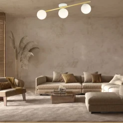 Deckenleuchten|Flurlampen*Emibig Deckenleuchte Weiß Gold 80 cm 3-flammig LUISELLA