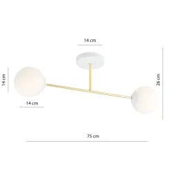 Emibig Deckenleuchte Weiß Gold 2-flammig 55 cm E14 ANNETTA< Deckenleuchten|Flurlampen
