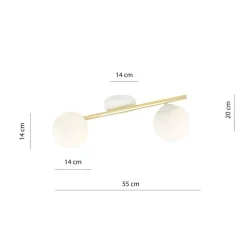 Deckenleuchten|Flurlampen*Emibig Deckenleuchte Weiß Gold Kugelschirm Glas Metall