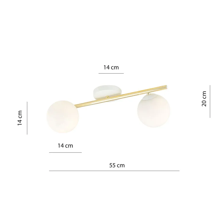 Deckenleuchten|Flurlampen*Emibig Deckenleuchte Weiß Gold Kugelschirm Glas Metall