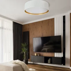 Deckenleuchten|Flurlampen*TK Lighting Deckenleuchte Weiß Gold rund Ø 60 cm wohnlich Stoff