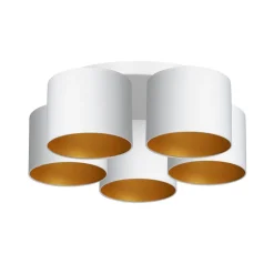 Luminex Deckenleuchte Weiß Gold Stoff Metall E27 rund Ø58 cm< Deckenleuchten|Flurlampen