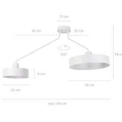 Sigma Deckenleuchte Weiß Metall 2-flammig E27 L:104 cm< Deckenleuchten|Wohnzimmerlampen