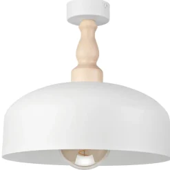 Lamkur Deckenleuchte Weiß Metall Holz Ø 30 cm klein E27 Skandinavisch< Deckenleuchten|Flurlampen