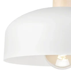 Lamkur Deckenleuchte Weiß Metall Holz Ø 30 cm klein E27 Skandinavisch< Deckenleuchten|Flurlampen