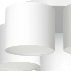 Deckenleuchten|Flurlampen*Luminex Deckenleuchte Weiß Stoff Metall E27 Ø58 cm blendarm