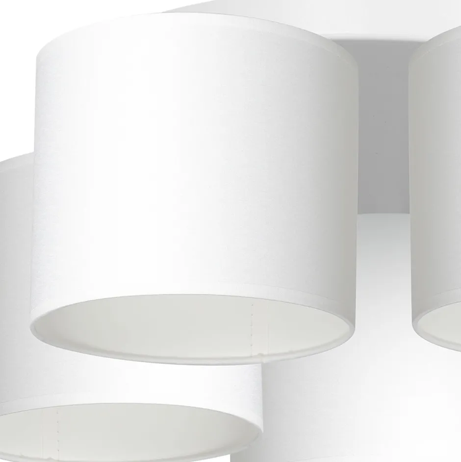 Deckenleuchten|Flurlampen*Luminex Deckenleuchte Weiß Stoff Metall E27 Ø58 cm blendarm