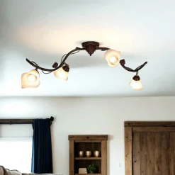 Lamkur Deckenleuchte Wohnzimmer Shabby Braun Floral< Deckenleuchten|Flurlampen