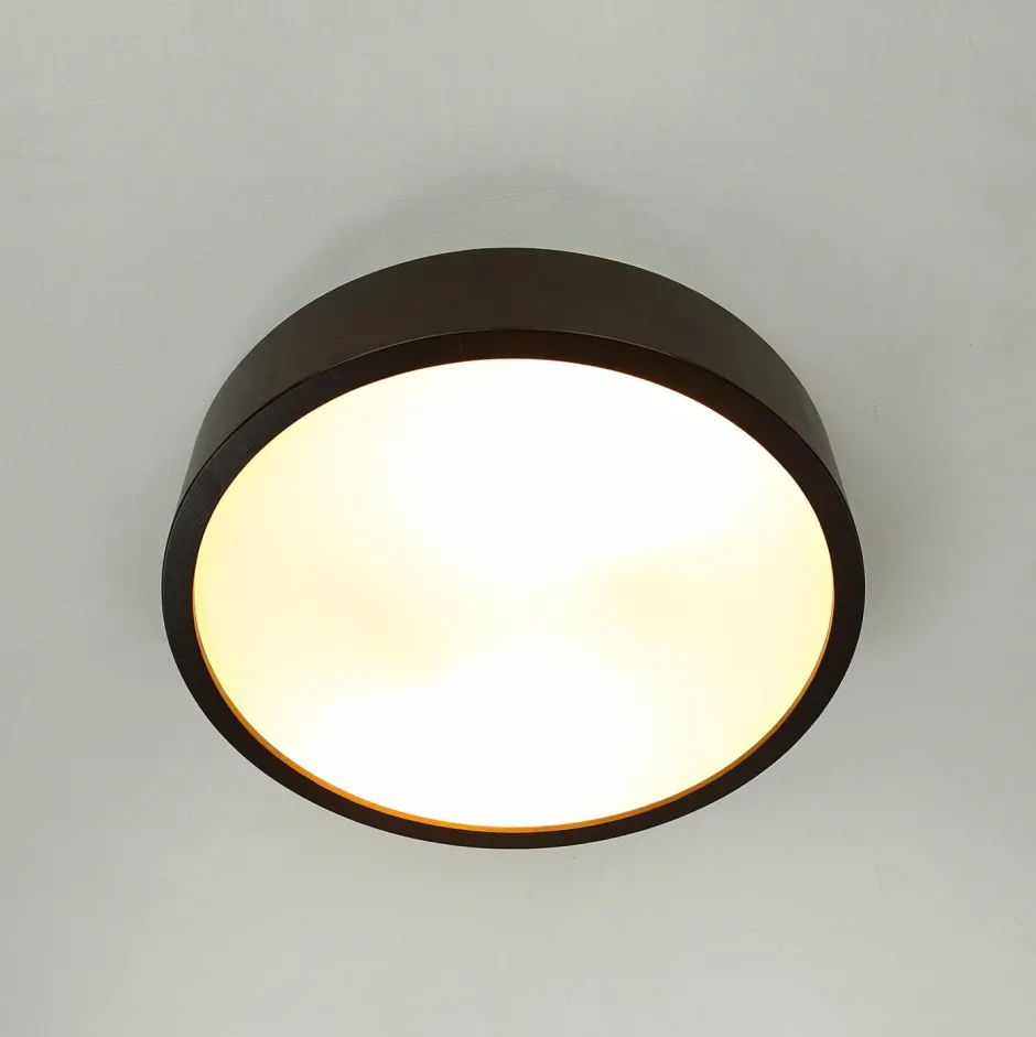 Lamkur Deckenleuchte Wohnzimmer Rund Holzlampe Braun< Deckenleuchten|Flurlampen